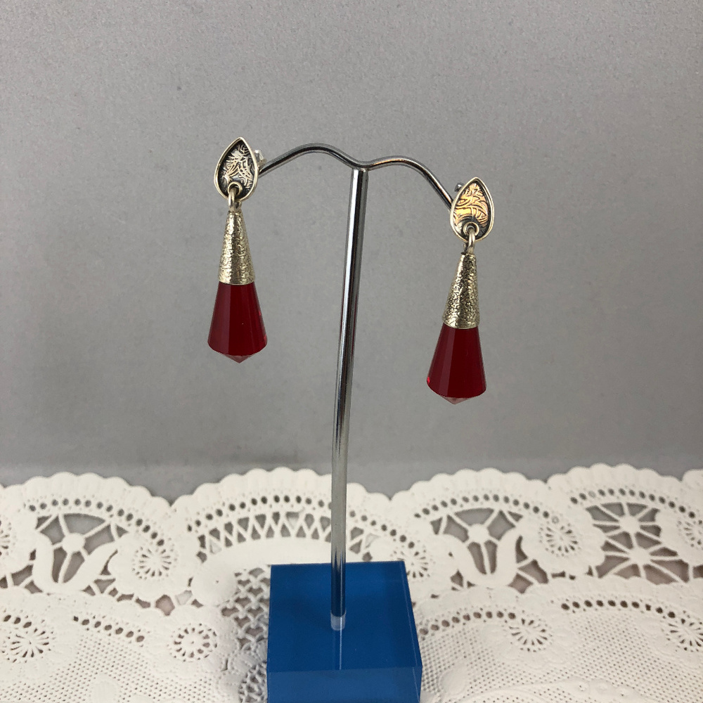 20CT Fire Garnet Tassels 925 Silver Drop Earrings